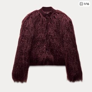 ZARA FAUX FUR KNIT JACKET CARDIGAN
